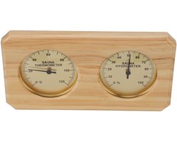 Dailygoods - Houten Saunathermometer - Hygrometer 2 in 1 - Nauwkeurige metingen - Goud - Temperatuur-vochtigheidsmeting - Ideaal voor sauna's - 28,1 x