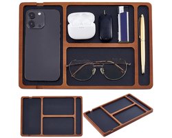 Dailygoods - Houten Valet Tray met Lederen Inlay voor Organisatie
