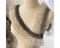 Dailygoods- Kantstof Geplooid - Tule Kantstof - Kanten Rand - Naaien Decoratie - Gordijn Accessoires - 8 cm Breedte, 1.8 Meter Lengte