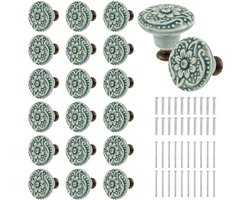 Dailygoods- Keramische Knoppen Set van 20 - Decoratieve Meubel Knoppen - Multifunctionele Knoppen voor Deuren/Laden - Retro Effect - Zinklegering met Schroeven - Meubelknoppen