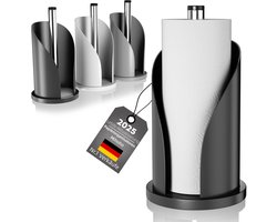 Dailygoods - Keukenrolhouder roestvrij staal, toiletpapierhouder, vrijstaande badkamer stoffen organizer, rollagerhouder, papierhanddoekdispenser (zwart)