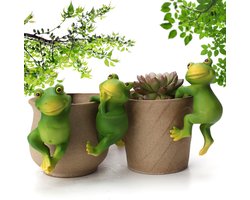 Dailygoods- Kikkerdecoratie Set van 3 - Hangende Kikkers - Tuindecoratie voor Buiten - Schattige Kikkerbeelden - Mini-Vijver Decoratie - Unieke Tuinornamenten