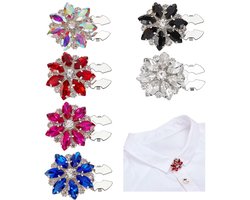 Dailygoods- Knopcovers 6 stuks - Decoratieve Knoppen - Strass Bloem - Kledingaccessoires - Glazen Steentjes - 29 x 28 mm - Decoratieve Knopen