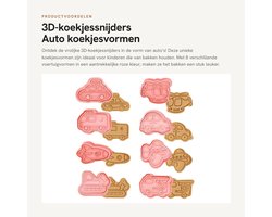 Dailygoods- Koekjessnijder 8 Stuks - 3D Koekjes Vormen - Auto/V voertuigvorm - Kunststof - Herbruikbaar - Eenvoudig te Reinigen - Koekjesvorm