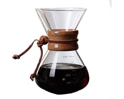 Dailygoods- Koffiezetapparaat 800 Ml - Dubbellaags Filter - V-tuit - Houten Hoes - Glazen Koffiepot - Hittebestendig Glas - Overgietkoffiezetter