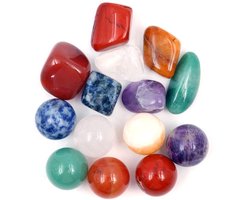 Dailygoods- Kristallen Set 14-delig - Chakra-kristallen - Helende Kristallen - Meditatie/Kristallen Bol - Inclusief Geschenkdozen - 2cm/20-30mm - Healing Crystals