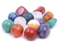 Dailygoods- Kristallen Set 14-delig - Chakra-kristallen - Helende Kristallen - Meditatie/Kristallen Bol - Inclusief Geschenkdozen - 2cm/20-30mm - Healing Crystals