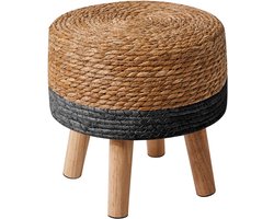 Dailygoods- Kruk Stijlvol - Voetenbank - Poef - Handgemaakt - Natuurlijk Zeegras - Antislip 32 × 32 × 32 cm