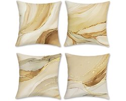 Dailygoods- Kussenslopen Set van 4 - Marmer Design - 45 x 45 cm - Zacht Fluweel - Verborgen Ritssluiting - Decoratieve Kussenhoezen