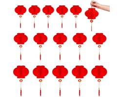 Dailygoods- Lantaarns 15 stuks - Rode Lantaarns - Opvouwbaar - Waterdicht - Feestdecoratie - Voor Chinese Lentefeest