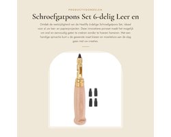 Dailygoods- Lederen Perforator Automatisch - 6 Tips - Houten Handvat - Diverse Maten - Handgereedschap - 13 x 2 x 2 cm