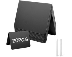 Dailygoods- Leistenen Borden Set van 20 - Mini Krijtborden - Prijskaartjes Houder - V-vormige Staander - Ideaal voor Buffet/Bruiloft - Lichtgewicht en Verplaatsbaar