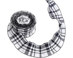 Dailygoods- Lint 10 Meter - Zwart Geruit Linnen - Dubbele Chiffon Ruches - Ambachtelijke Decoratie - Bruiloft/Feestdecoratie - Lichtgewicht en Duurzaam - Decoratielint