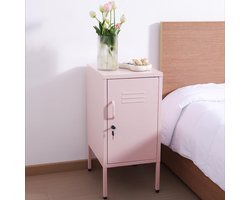 Dailygoods- Lockerkast Roze - Kluis Nachtkastje - Stalen Kast - Nachtkastje Industrieel - 35 x 46 x 72 cm - Inclusief 2 Sleutels