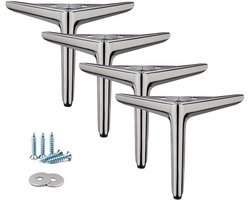 Dailygoods- Meubelpoten 15 cm - Set van 4 - Zwarte Driehoekige Poten - Hoogwaardig Ijzer - Geschikt voor Banken/Kasten/Tafels - Meubelbenen