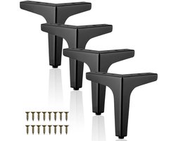 Dailygoods- Meubelpoten 17 cm - Meubelverhoger - Meubelpoten set van 4 - Belastbaar tot 800 kg - Zwart - Geschikt voor bank, salontafel, kast - Meubelbenen