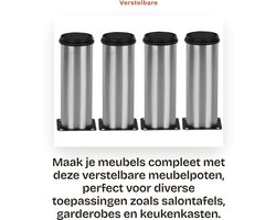 Dailygoods- Meubelpoten Verstelbaar - Set van 4 - Roestvrij Staal - Maximaal 320 kg - Geschikt voor Banken/Kasten - 50x150mm - Meubelbenen