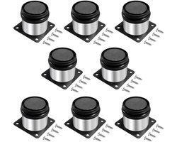 Dailygoods- Meubelpoten Verstelbaar - Set van 8 - Hoogte 5 cm - Roestvrij Staal - Voor Tafel/Kast/Bed - Eenvoudig Schoon te Maken