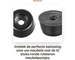 Dailygoods- Meubelvoeten 12 Stuks - Antislip Rubber - Duurzaam - Vloerbescherming - Geschikt voor Banken/Stoelen/Tafels - D26 mm x H13 mm - Meubelbeschermers