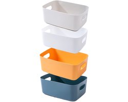 Dailygoods- Opbergdoos Duurzaam - Opbergmand met Handgrepen - Kunststof Doos - Organizer voor Badkamer/Keuken - Set van 3 Maten - Kleurrijk 30x20x12 cm/25x18x10 cm/20x15x7 cm