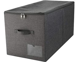 Dailygoods- Opbergmanden Extra Groot - Opbergdozen voor Kledingkast - Dekbedden/Kussens - Handgrepen - 32 cm Hoog - Zwartgrijs