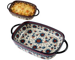 Dailygoods- Ovenschaal 600 ml - Rechthoekig - Keramisch - Hittebestendig - Voor oven/heteluchtfriteuse/magnetron - Gezond bakken zonder schadelijke stoffen - Bakvorm