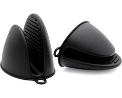 Dailygoods- Ovenwanten Hittebestendig - Siliconen Vingergripper - Halve Wanten - Vaatwasmachinebestendig - Voor Airfryer/Magnetron - Zwart - Vingerhan