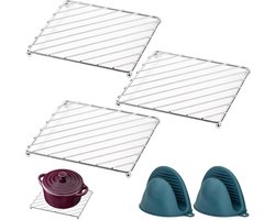 Dailygoods- Panonderzetters Hittebestendig - Onderzetters Met Houder - Metalen Onderzetters - Pannenbescherming - 18,5 x 18,5 cm - Warmte-isolerende Handschoenen