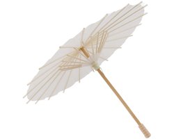Dailygoods- Papieren Parasol Wit - Massief Houten Parasolbotten - Kunstdecoratie - Fotografie Rekwisieten - Romantisch en Elegant - 28CM - Paraplu