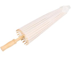 Dailygoods- Parasol 39,5 cm - Papieren Parasol - Bamboehandvat - Decoratie Feest/Bruiloft - Handgemaakt - Wit - Papieren Paraplu