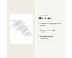 Dailygoods- Parasol 60 cm - Decoratieve Papieren Parasol - Houten Balein - Ideaal voor Bruiloft - Feest - Kinderen Decoratie - Decoratieve Paraplu