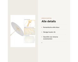 Dailygoods- Parasol Decoratief Wit - Papieren Parasol - Bruiloft Decoratie - Fotografie Prop - Houten Rib - Romantisch en Duurzaam - Decoratieve Paraplu
