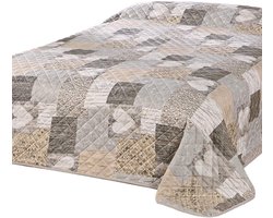 Dailygoods - Patchwork Bedsprei voor 2-Persoonsbed - Bruin 240x260 cm