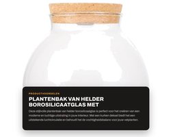 Dailygoods- Plantenbak met kurken deksel - Hydroponische Vaas - Borosilicaatglas - Stabiliteit - Hoogte 15,4 cm - Opening 9,5 cm - Plantenvase