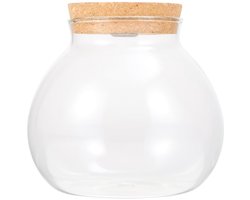 Dailygoods- Plantenbak met kurken deksel - Hydroponische Vaas - Borosilicaatglas - Stabiliteit - Hoogte 15,4 cm - Opening 9,5 cm - Plantenvase