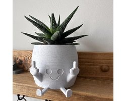 Dailygoods- Plantenpot met middelvingers omhoog - Bloempot voor binnen/buiten - Harsmateriaal - Decoratie voor plantenliefhebber - Marmer effect - Unieke design