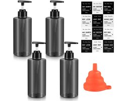 Dailygoods- Pompfles 500ml - Set van 4 - Transparant Grijs