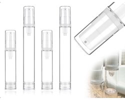 Dailygoods- Pompflessen Set van 4 - Vacuüm Dispensers 10ml/15ml - Reizen - Cosmetische Flessen - Lichtgewicht - Duurzaam Materiaal - Reisset