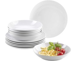 Dailygoods - Porseleinen Tafelservies Set voor 6 Personen - 12-Delige Set met Elegante Ronde Borden