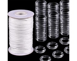 Dailygoods- Ringen Set 100 Stuks - Doorzichtige Gordijnringen - Jaloeziekoord 50m - Vouwgordijnen - Onzichtbaar Ontwerp - Binnendiameter 8mm - Jaloezi