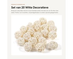 Dailygoods- Rotan Ballen 20 Stuks - Decoratieve Ballen - Bruiloft/Kerst - Home Decoratie - Diameter 3 cm - Gloednieuw Materiaal: Stro - Decoratieballen