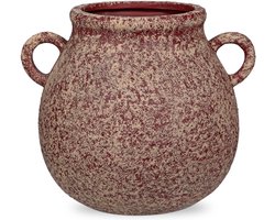 Dailygoods - Ruastic Keramische Vaas Handgemaakt met Handvatten Vintage Terracotta Vaas Tafelvaas van Keramiek voor Decoratie Woonkamer Home Office, Vaas voor Pampasgras, Rustieke Antiek Decor, Hoogte 20 cm