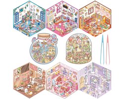 Dailygoods- Scène Stickers 8 Stuks - 3D Huisstickers - DIY Decoratie - Schattige Ontwerpen - Makkelijk Verwijderbaar - Unieke Artistieke Charme - Decoratiestickers