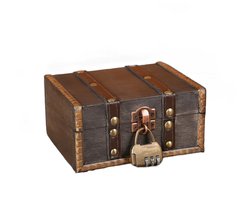 Dailygoods- Schatkist Vintage Houten - Schatkist met Slot - Opbergdoos - Decoratieve Kist - 15 x 7.5 x 12 cm - Uniek Cadeau