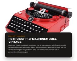Dailygoods- Schrijfmachine Vintage - Decoratieve Tafeldecoratie - Artistiek Decorstuk - Handgemaakt Ijzer - Duurzaam Ontwerp - Retro Charme - Decoratie