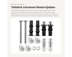 Dailygoods- Schroeven Universele Toiletbril Bevestigingsset - Roestvrij Stalen Montageset - 4 x Expansieschroeven - 2 x Verlengingsfolie - 6 x Metalen Schijven - Geschikt voor Openingen 14-18 mm - Toiletbrilbevestiging