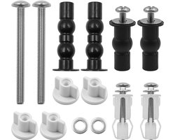 Dailygoods- Schroeven Universele Toiletbril Bevestigingsset - Roestvrij Stalen Montageset - 4 x Expansieschroeven - 2 x Verlengingsfolie - 6 x Metalen Schijven - Geschikt voor Openingen 14-18 mm - Toiletbrilbevestiging