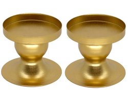 Dailygoods - Set Gouden Kaarsenhouders - Vintage Messing Kandelaars voor Decoratie