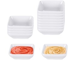 Dailygoods - Set van 12 Melamine Sauskommen - 7cm Vierkante Dipschalen voor Sushi en Dips