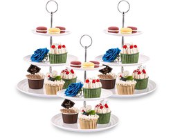 Dailygoods - Set van 3-laags Taartstandaard - Witte Plastic Etagere voor Taarten en Snacks